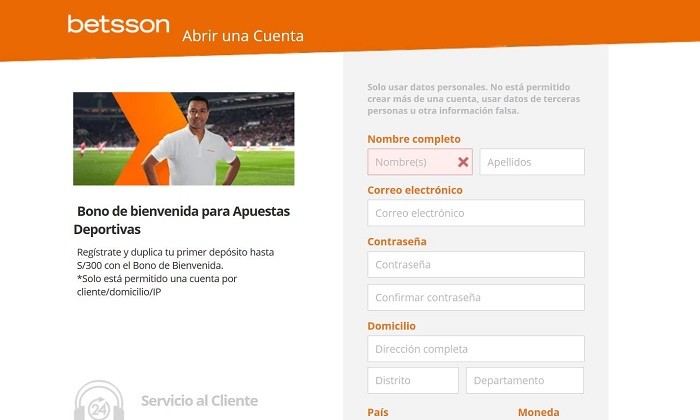 Como registrarse en Betsson Peru Como registrarse en Betsson Peru