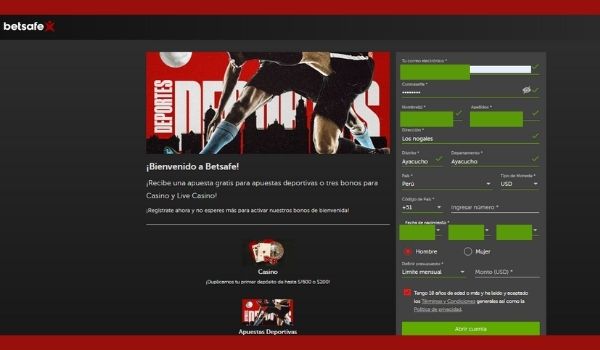 Como registrarse en Betsafe completar datos Como registrarse en Betsafe completar datos